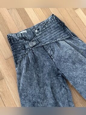VTG Code Zero Grey Acid Wash Jeans High Waisted Womens 32M Wide Leg 80s 90s